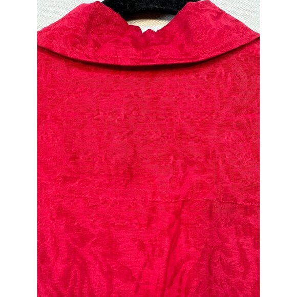Chicos Red Button-Up Textured Shirt Womens Size 1 Linen/Cotton/Silk Blend - Picture 10 of 11